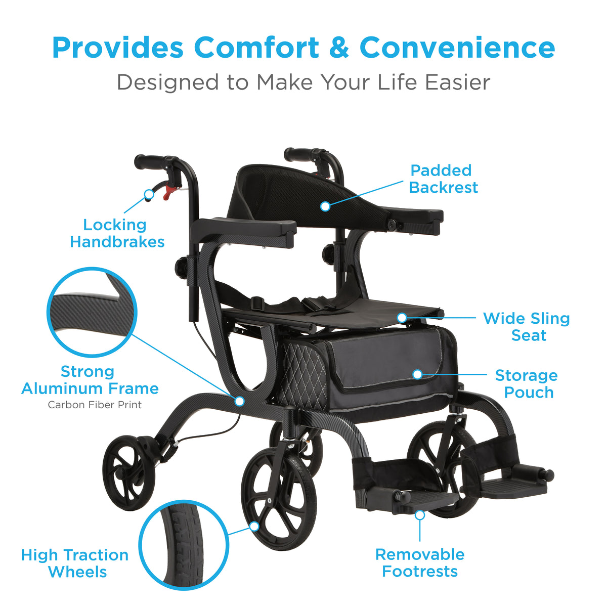 Gemini 2 in 1 Rollator Transport Chair