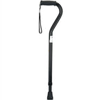 Black cane with adjustable handle and wrist strap
